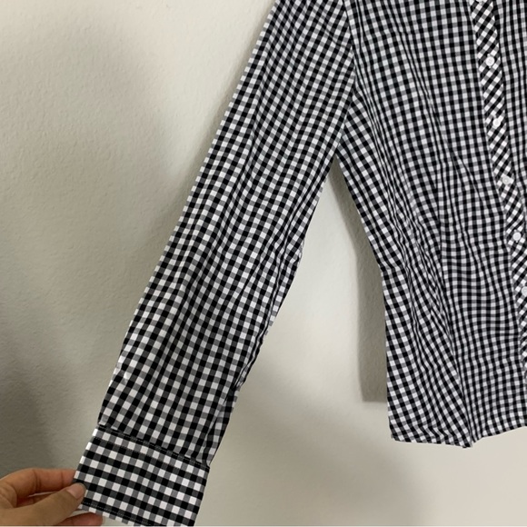 Talbots Gingham Buffalo Plaid Check Button Down Non-Iron Shirt Top size 6 - Picture 3 of 11